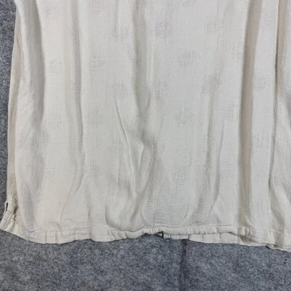 Common People Linen Blend Textured Polka Dot Button Up Shirt Size L Resort Wear - Picture 12 of 14